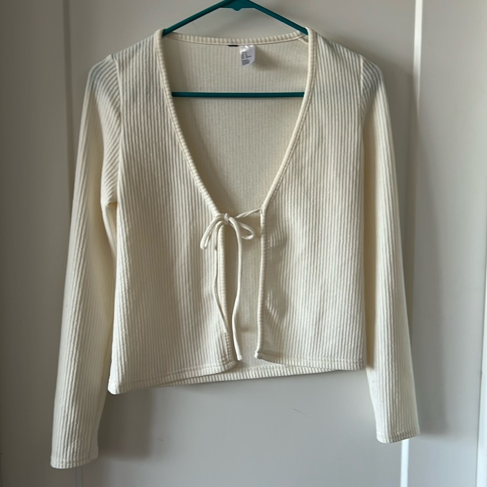 Cream tie cardigan